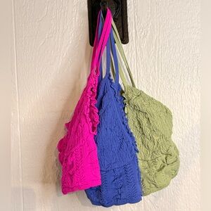 Free People Lace Bralette Set - Pink, Blue, Green